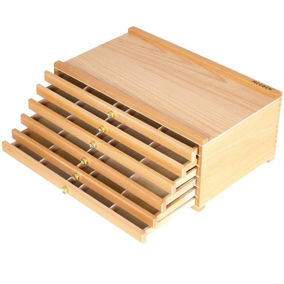 Festődoboz, bükk - MEEDEN 6-Drawer Art Supply Storage Box, color: natural wood