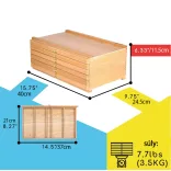 Festődoboz, bükk - MEEDEN 6-Drawer Art Supply Storage Box, color: natural wood
