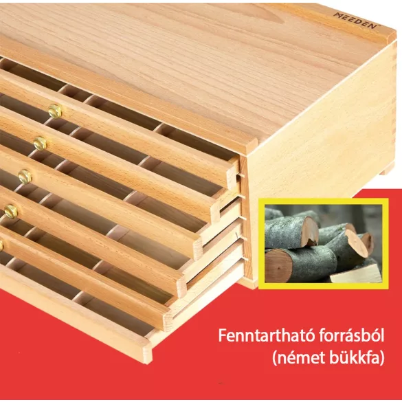 Festődoboz, bükk - MEEDEN 6-Drawer Art Supply Storage Box, color: natural wood