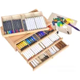 Festődoboz, bükk - MEEDEN 6-Drawer Art Supply Storage Box, color: natural wood