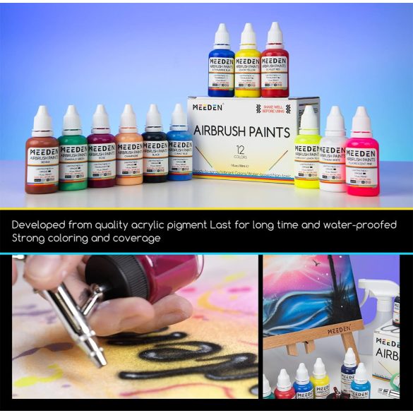Airbrush festék - Meeden Airbrush Paints Set 12x30 ml