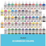 Airbrush Paint, 60pcs - Classic, Fluorescent and Metallic Colors