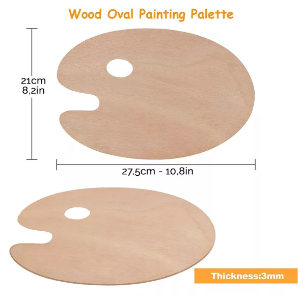 Színkeverő paletta fából, ovális - MEEDEN Wooden Palette 10,8x8,2x0,14 inch - Oval