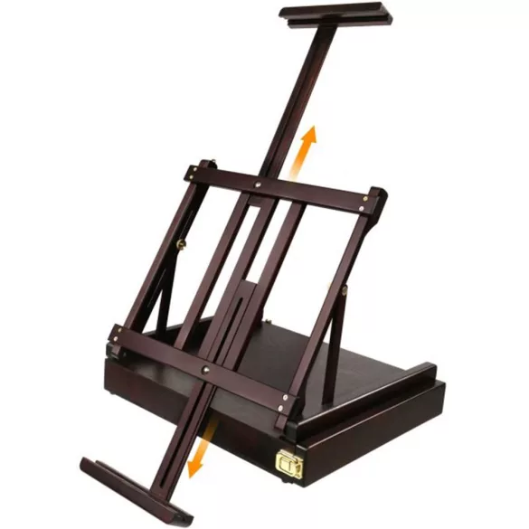 Festőállvány - Meeden Art Professzionális asztali festőállvány, fiókos festődobozzal - Mahagóni