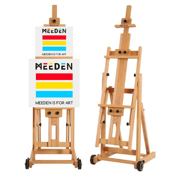 Műtermi festőállvány / munkaasztal - MEEDEN Versatil Studio H-Frame Easel with Wheels - Natural Color