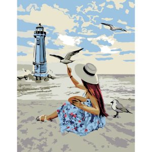 Painting by numbers - Rósa Start painting by numbers 35x45 - Girl and Gulls