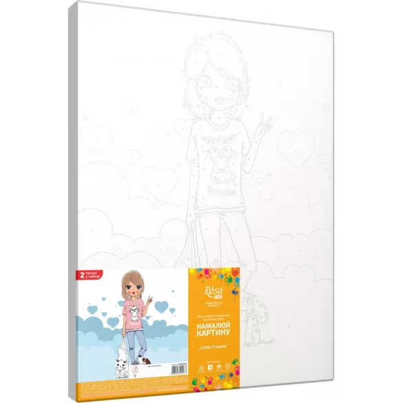 Számozott kifestő készlet vászonra 35x45 cm - Akrilfestékkel, ecsetekkel, felnőtteknek - Barátok
