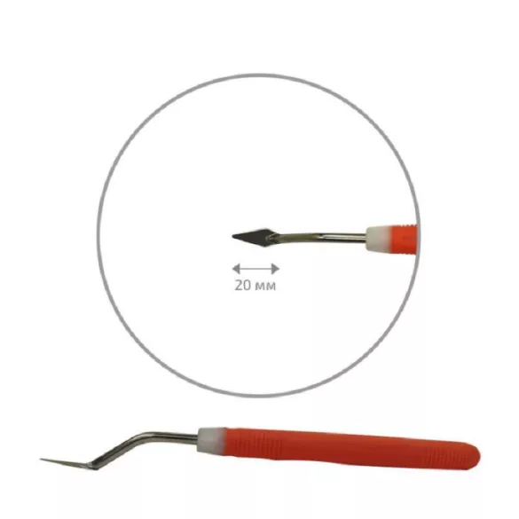 Festőkés gumi nyéllel - ROSA Modern palette knife, orange rubberized handle - rhombus shape, 037