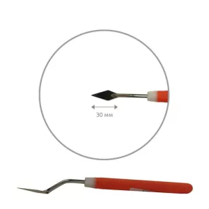ROSA Modern palette knife, orange rubberized handle - pointed rhombus shape, 040, 3cm