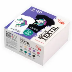   Textilfesték készlet - Rósa Talent Unikornis - 9 x 20 ml tégelyes - kartondobozban