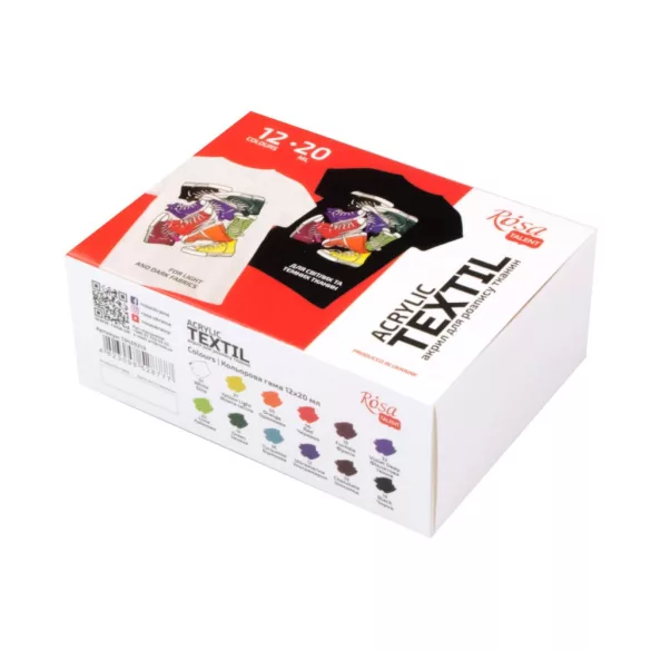 Textilfesték készlet - Rósa Talent STYLE - 12 x 20 ml tégelyes - kartondobozban