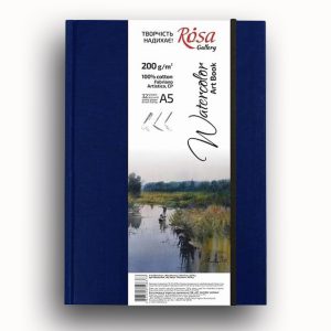 ROSA Gallery Notebooks for Watercolors, A5, 32 sheets, 50% cotton, 200gr - Blue