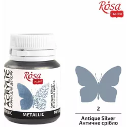 Metálszínű akrilfesték - Rósa Talent 20 ml tégelyes - Antikezüst