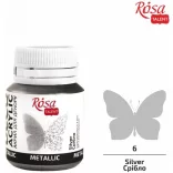 Metálszínű akrilfesték - Rósa Talent 20 ml tégelyes - Ezüst