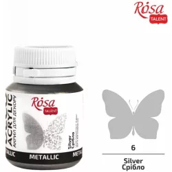 Metálszínű akrilfesték - Rósa Talent 20 ml tégelyes - Ezüst