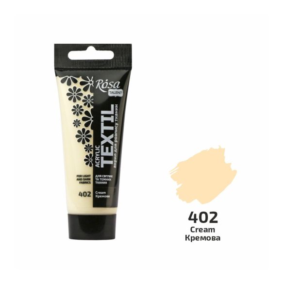 Akrilfesték textilhez, Cream , 60ml, ROSA Talent (402)