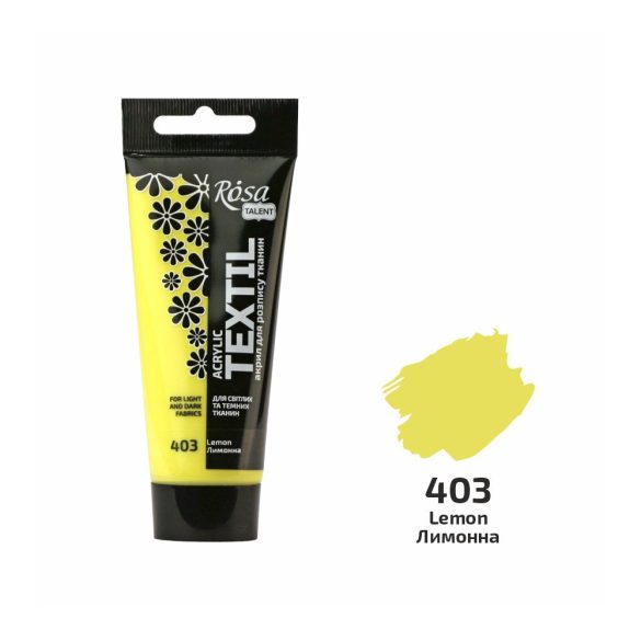 Akrilfesték textilhez, Lemon , 60ml, ROSA Talent (403)