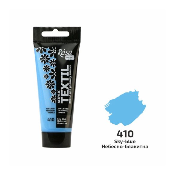 Akrilfesték textilhez, Sky-blue , 60ml, ROSA Talent (410)