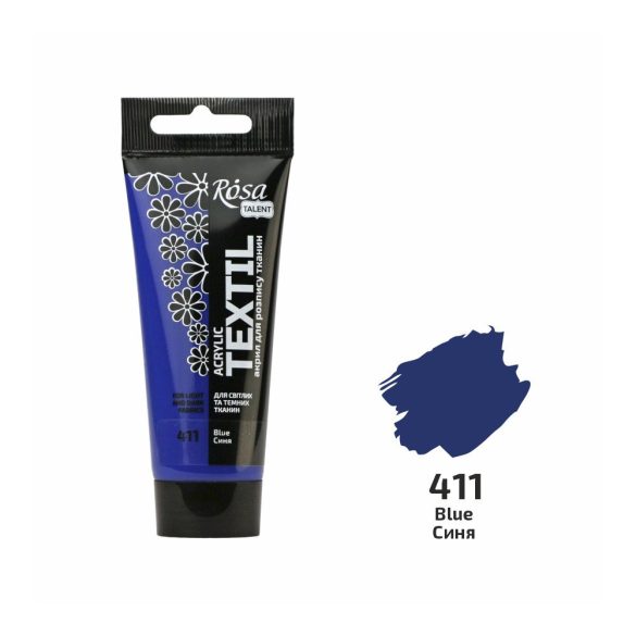 Akrilfesték textilhez, Blue , 60ml, ROSA Talent (411)