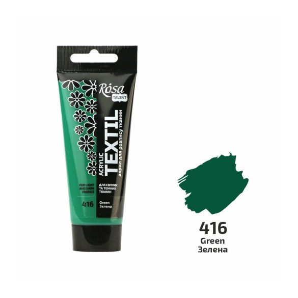 Akrilfesték textilhez, Green , 60ml, ROSA Talent (416)