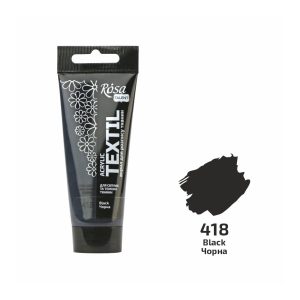 Akrilfesték textilhez, Black , 60ml, ROSA Talent (418)