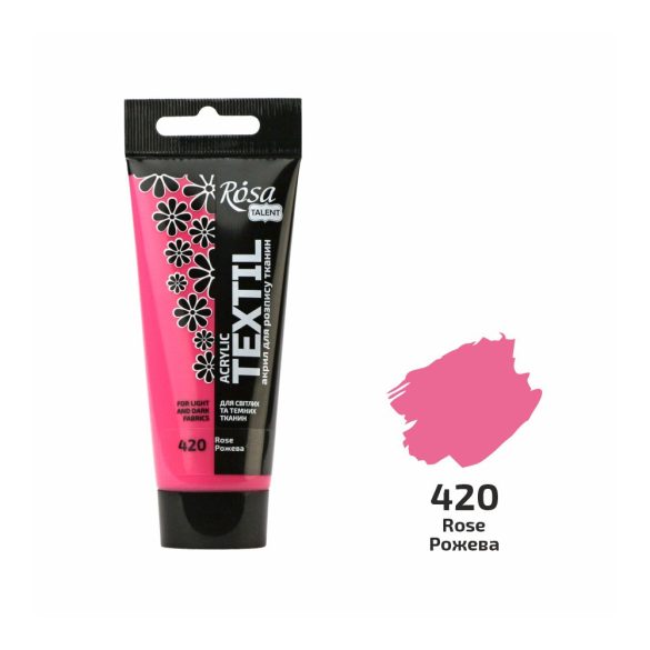 Akrilfesték textilhez, Rose , 60ml, ROSA Talent (420)