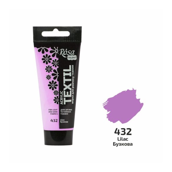 Akrilfesték textilhez, Lilac, 60ml, ROSA Talent (432)