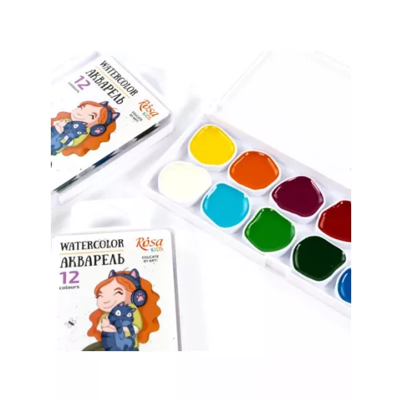 Akvarellfesték készlet - Rósa Watercolor Bright Paint Box, 12 Colours