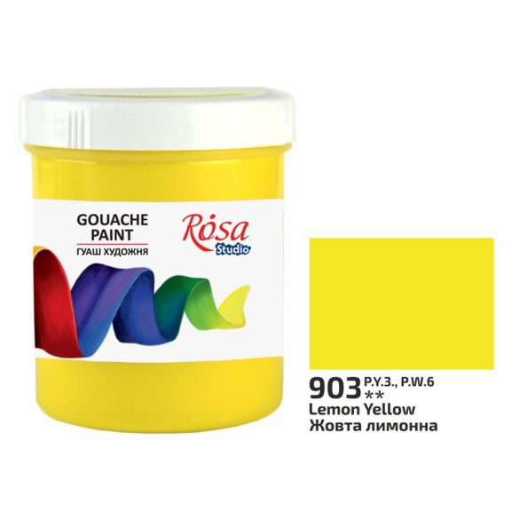 Gouache festék színenként, tégelyes - ROSA Studio Gouache paint 100ml - Lemon Yellow / Citromsárga