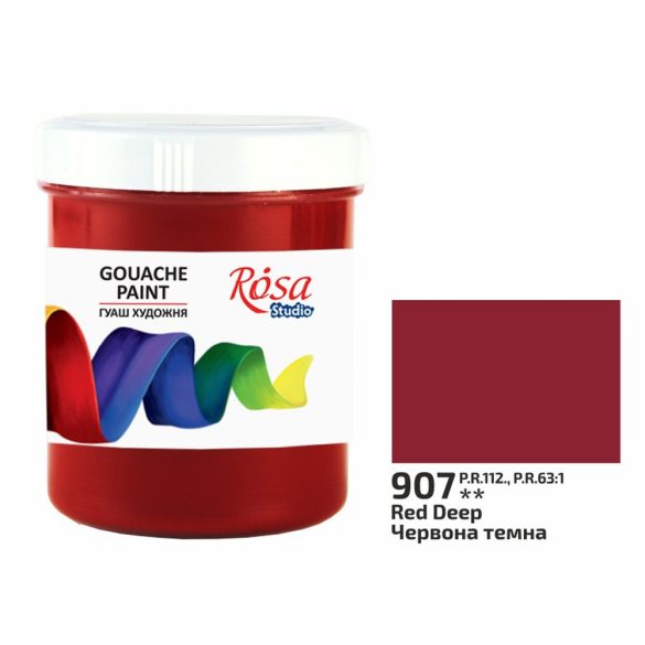Gouache festék színenként, tégelyes - ROSA Studio Gouache paint 100ml - Red Deep / Sötétvörös