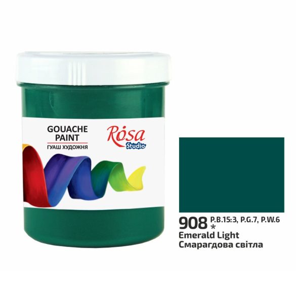 Gouache festék színenként, tégelyes - ROSA Studio Gouache paint 100ml - Emerald Light / Smaragdzöld