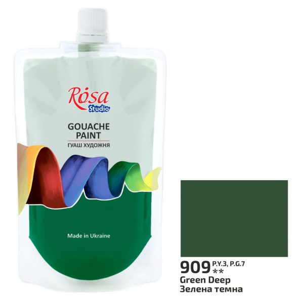 Gouache festék színenként, utántöltő - ROSA Studio Gouache paint 200ml - Green Deep 909