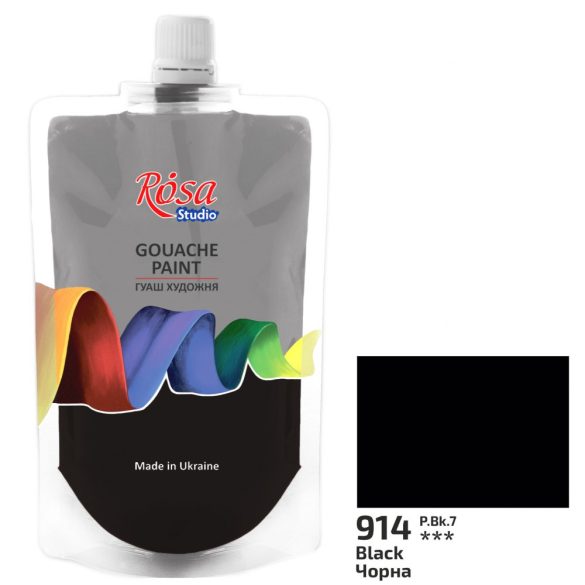 Gouache festék színenként, utántöltő - ROSA Studio Gouache paint 200ml - Black 914