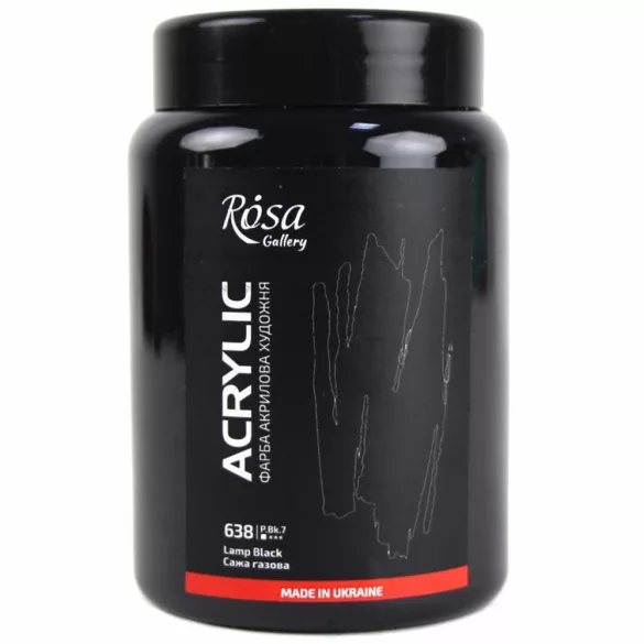 Művész Akrilfesték, tégelyes - Rósa Gallery Acrylic Paint 400 ml - 638 Lamp Black