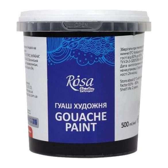 Rósa Gouache Studio színenként - 500 ml vödörben - Fekete - 914