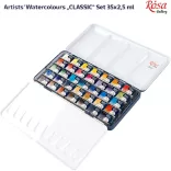 Akvarellfesték készlet, szilkés - Rósa Gallery Classic - 35 x 2,5 ml - fémdobozos