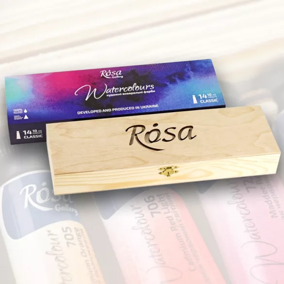 Akvarellfesték készlet, tubusos - Rosa Gallery "Classic" Watercolour Tube Set - Classic fadobozban - 14 x 10 ml-es