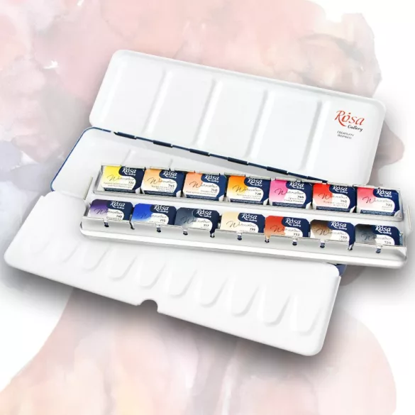 Akvarellfesték készlet, szilkés - Rósa Gallery Portrait - 14 x 2,5 ml - fémdobozos - Új kiszerelés