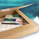 Akvarellfestő készlet - Rósa Studio 16 színű szilkés akvarelfestékkel, ecsetekkel, színkeverővel és akvareltömbbel - kartondobozban