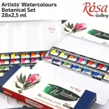 Akvarellfesték készlet, szilkés - Rósa Gallery Botanical - 35 x 2,5 ml - fémdobozos