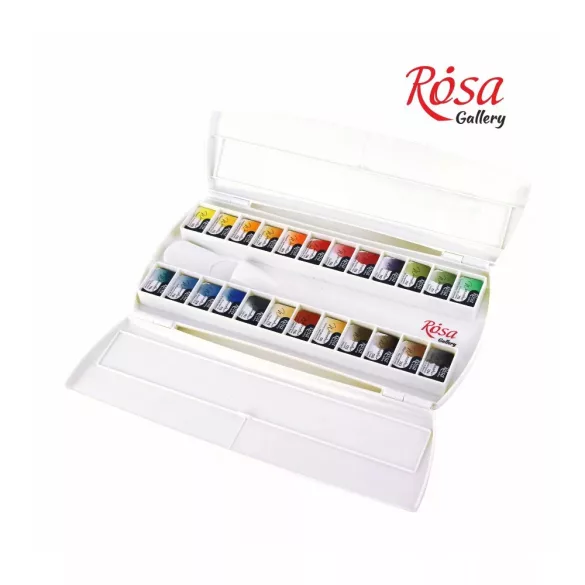 Akvarellfesték készlet, szilkés - Rósa Gallery Classic - 24 x 2,5 ml - műanyag dobozban