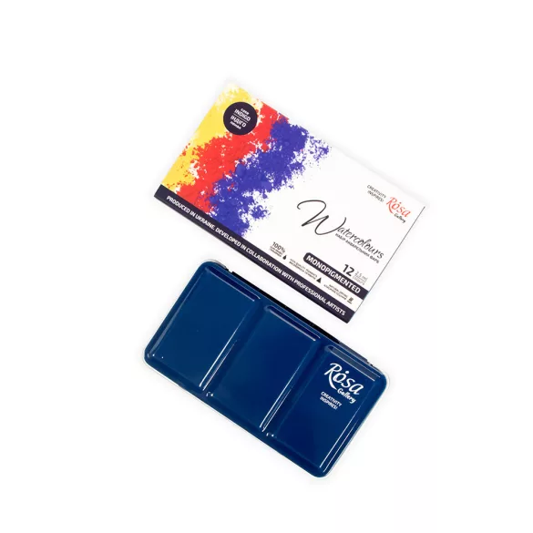 Akvarellfesték készlet, szilkés - Rósa Gallery Monopigment - 12 x 2,5 ml - fémdobozos