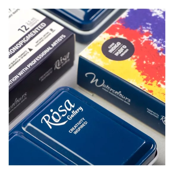Akvarellfesték készlet, szilkés - Rósa Gallery Monopigment - 12 x 2,5 ml - fémdobozos