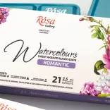 Akvarellfesték készlet - "Romantic" ROSA Gallery - Set of watercolor paints "Romantic" ROSA Gallery, Turquoise metal case, 21 colours