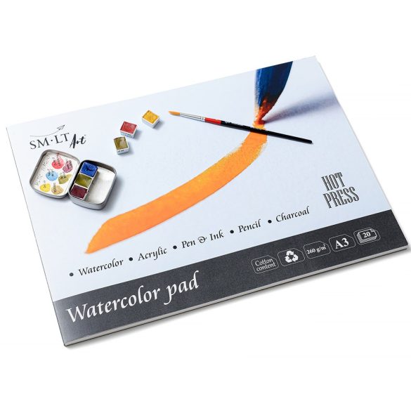 Akvarelltömb - SMLT Watercolor Pad Hot Press 20 lapos, 260g - A3