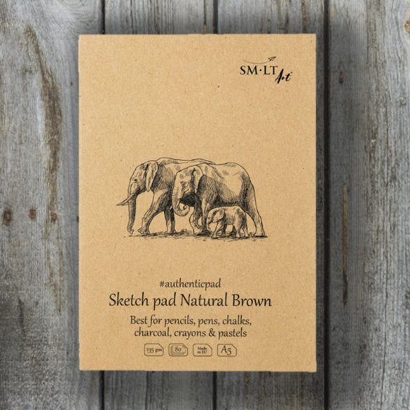 Vázlattömb - SMLT Sketch authenticbook - Natural Brown 80 lap, A5 ragasztott