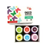 Akrilfesték dekorkészlet, Matt - Rósa Talent Pasztell alapszínek - 6 x 20 ml tégelyes - kartondobozban