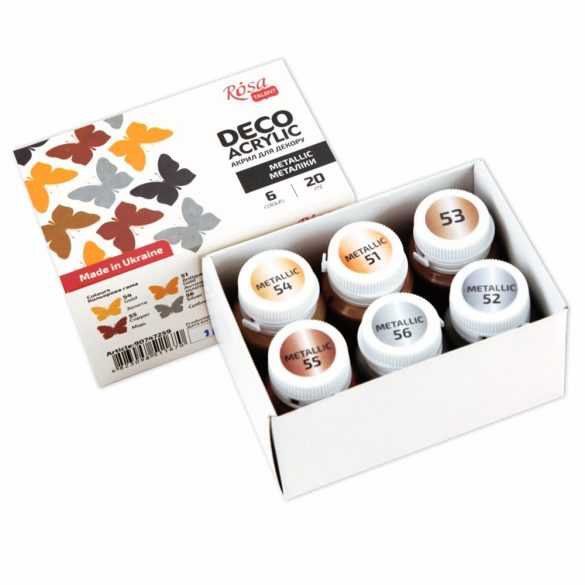 Acrylic Set - Gallery Acrylic Paints for decoration metallic 6x20ml ROSA TALENT