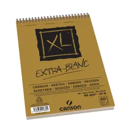   CANSON XL CROQUIS EXTRA BLANC, extra fehér, savmentes, skiccpapír-tömb, rövid oldalán spirálkötött, mikroperforált 90g/m2 60 ív A5