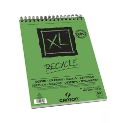   CANSON XL RECYCLE, természetes fehér, újra hasznosított, savmentes rajztömb, röv.old. spirálkötött, mikroperforált 160g/m2 25 ív A5